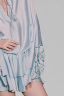 Blue Floral Embroidered Shirt for women, from Xita The Viet Concept 