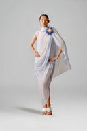 LECIA • Celeste Silk Chiffon Cape Evening Gown