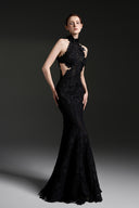 Floral Garden Lace Halter Mermaid Cut-Out Maxi Dress for women, from IHF STUDIO, The Viet Concept 
