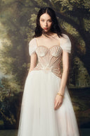 LINH PHUNG • Cortena Two-Tone Embellished Tulle Midi Corset Dress