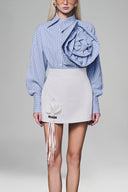 Blue Shift-Collar Stripe Shirt for women, from Keira Tong, The Viet Concept 