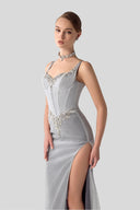 Aura Crystal Hand-Embellished Mesh Cup Maxi Dress for women, from DANG PHONG DESIGNER, The Viet Concept