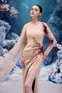 Iridescent Coral Crystal Taffeta Gown for women, from 21SIX, The Viet Concept