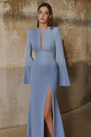 L' SCARLETT • Crystal Beaded Long-Sleeve Mermaid Evening Gown