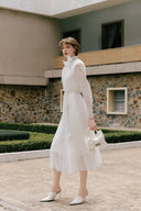 Sabrina Pleated Bow Midi Dress for women, from WHITE PLAN, The Viet Concept