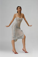Baby Blue Eden Strap Midi Dress for women, from La Vierge, The Viet Concept 