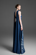 GVLUX • Strapless Wood Grain A-line Dress With Scarf