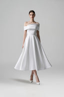 LARMES • Lazina White Draped Evening Gown