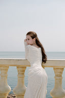 LINH PHUNG • Corvéa Ruched Stretch Lace Couture Maxi Dress