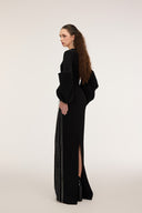 21SIX • Nyra Embellished Crepe V-Neck Draped Sleeve Gown