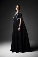 GVLUX • Aurelia Wave Embellished Velvet Satin A-Line Gown