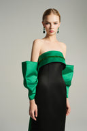 Emerald Green Silk Taffeta Bow-Back Midi Evening Gown for women, from IHF STUDIO, The Viet Concept 