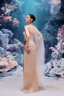 Iridescent Coral Crystal Taffeta Gown for women, from 21SIX, The Viet Concept