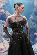 Delmare Crystal Pearl Glitter Tulle Gown & Lanae Gloves Set for women, from 21SIX, The Viet Concept