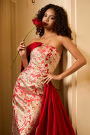 Aurélia Metallic Jacquard Asymmetric Bustier Column Gown for women, from IHF ATELIER, The Viet Concept 