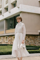 Sabrina Pleated Bow Midi Dress for women, from WHITE PLAN, The Viet Concept