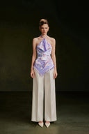 VONTIER DE MONTIER • Tailored Textured Pleated Silk Kate Straight-Leg Trousers in Off-White