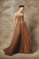 Soli Pleated Shimmer Mesh Gown for women, from BYDI, The Viet Concept