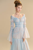 LINH PHUNG • Aquarelle Off-Shoulder Ruched Organza Maxi Dress
