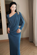 CALISTA • Valoria Asymmetric Draped Jersey Gown