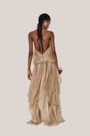 Ocean Blouson Draped Chiffon Maxi Dress for women, from DAS LA VIE, The Viet Concept 