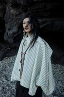 Mint Stripe Draped Cape Shirt for women, from CAOSTU, The Viet Concept