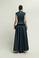 Cricklade Dress Silk Denim Statement Silhouette for women, from JENNY K TRAN, The Viet Concept 