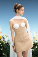 Maren Couture Embellished Corset Mini Dress With Silk Shawl for women, from LINH PHUNG, The Viet Concept