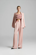 Light Pink Handmade Rolled Rose Bandeau Crop Top for women, from IHF STUDIO, The Viet Concept 