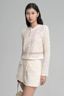 Cream Maeve Cropped Lace Jacket for women, from HOBB, The Viet Concept 