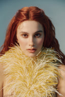 Chryseis Gold Shine Silk Feather Couture Dress for women, from LA VIERGE, The Viet Concept