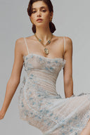 Baby Blue Eden Strap Midi Dress for women, from La Vierge, The Viet Concept 