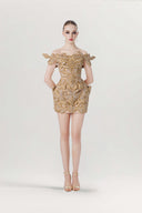 Sculpted Radiance Off-Shoulder Embroidered Couture Gown for women, from MR CRAZY & LADY SEXY