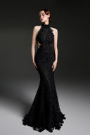 Floral Garden Lace Halter Mermaid Cut-Out Maxi Dress for women, from IHF STUDIO, The Viet Concept 