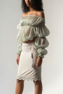 Wiggle Sheer Puff-Sleeve Open-Back Top for women, from HUELLEY HUELLEY, The Viet Concept