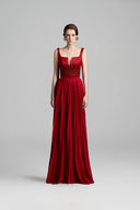 Taffeta Pleated Chiffon Floral Sequin Cape Panel Maxi A-line Gownfor women, from IHF STUDIO, The Viet Concept 