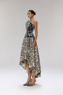 Morii Gold & Black Halter Neck Mullet Dress for women, from SORAMAME, The Viet Concept