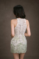 KEIRA TONG • Gardenia Avocado Green 3D Floral Lace Sculptural Dress