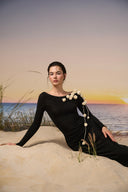 Luna Glitter Jersey Asymmetric Floral Evening Gown for women, from 21SIX, The Viet Concept