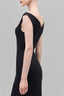 MAISON DES COPAINS • Black Amarae Mermaid V-Neck Crepe Calf Length Dress