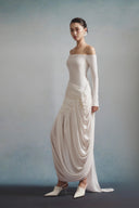 Clair Off-Shoulder Pleated Maxi Dress for women, from HA THANH VIET, The Viet Concept 