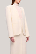 Cream Bang Straight Long Sleeved Taffeta Blazer for women, from TINH, The Viet Concept 