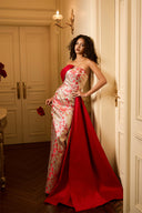 Aurélia Metallic Jacquard Asymmetric Bustier Column Gown for women, from IHF ATELIER, The Viet Concept 