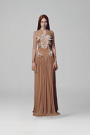 Brown Desdemona Maxi Dress for women, from La Vierge, The Viet Concept 