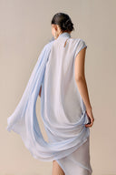 LECIA • Celeste Silk Chiffon Cape Evening Gown