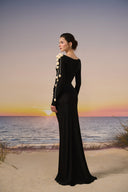 Luna Glitter Jersey Asymmetric Floral Evening Gown for women, from 21SIX, The Viet Concept