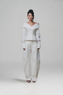 Selena Layered Collar V-Neck Tailored Shirt for women, from KEIRA TONG, The Viet Concept 