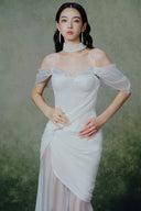 Serenade Ivory Silk Chiffon Evening Dress for women, from LINH PHUNG, The Viet Concept
