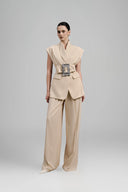 Alatew Peplum Cap Sleeved Linen Cotton Blazer for women, from Ha Thanh Viet, The Viet Concept 