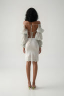 Wiggle Sheer Puff-Sleeve Open-Back Top for women, from HUELLEY HUELLEY, The Viet Concept